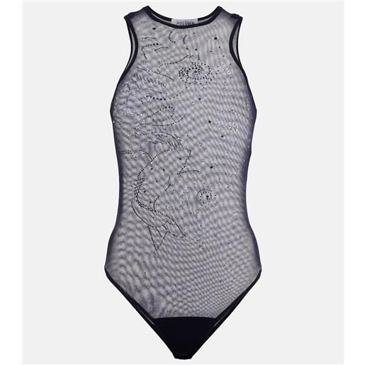 Jean Paul Gaultier body in mesh con cristalli