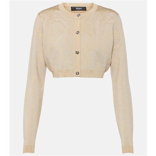 Versace cardigan cropped barocco con lamã©