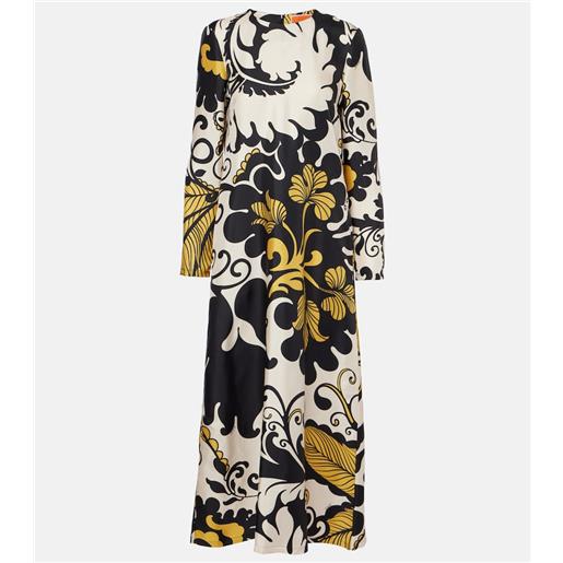 La DoubleJ abito midi swing in twill di seta