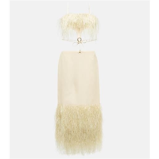Jacquemus abito midi la robe raphia con frange