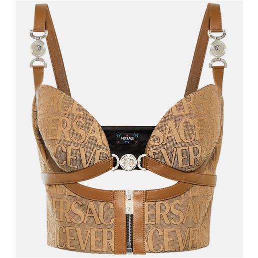 Versace bustier in jacquard Versace allover con pelle