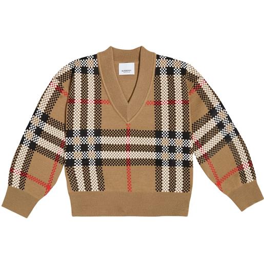 Burberry Kids pullover holly in misto lana a quadri