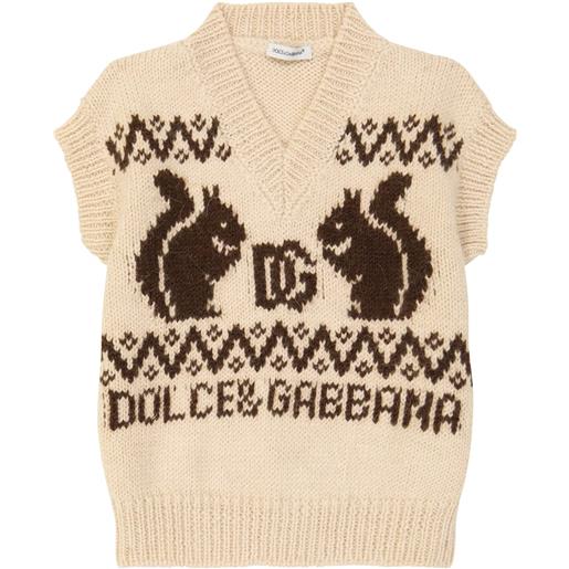 Dolce&Gabbana Kids gilet in lana e alpaca con intarsio