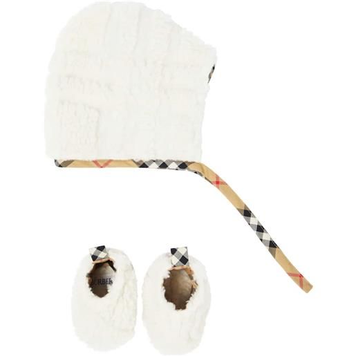 Burberry Kids baby - set di cuffia e slippers in pile