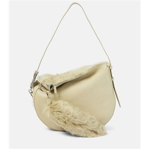 Burberry borsa a spalla in pelle con shearling