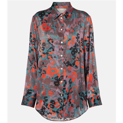 Asceno camicia in charmeuse di seta con stampa