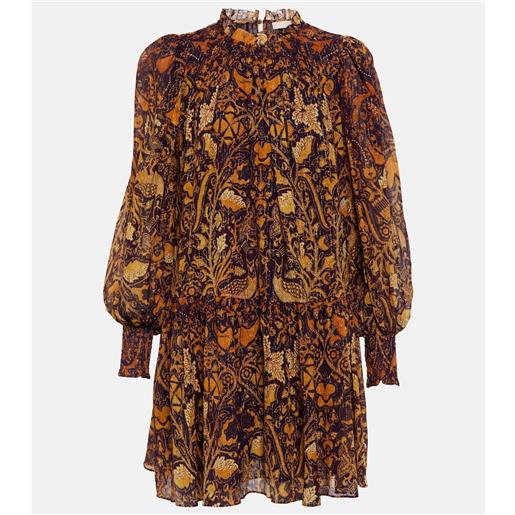 Ulla Johnson miniabito maja in chiffon con stampa