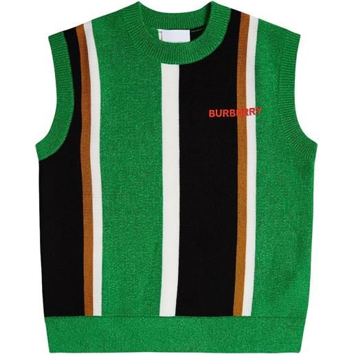 Burberry Kids gilet in lana e cashmere a righe
