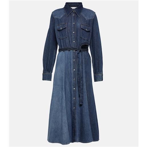 Chloe chloé abito midi di jeans patchwork