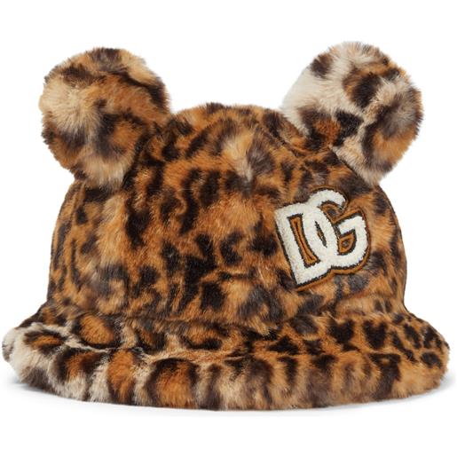 Dolce&Gabbana Kids cappello in pelliccia sintetica con stampa