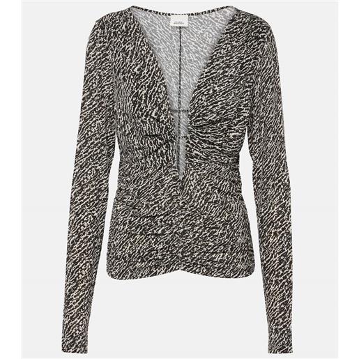 Isabel Marant top laura in jersey con stampa e volant