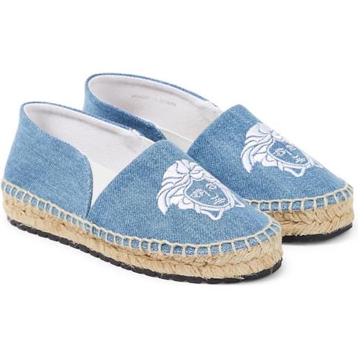 Versace Kids espadrillas medusa in denim con ricamo