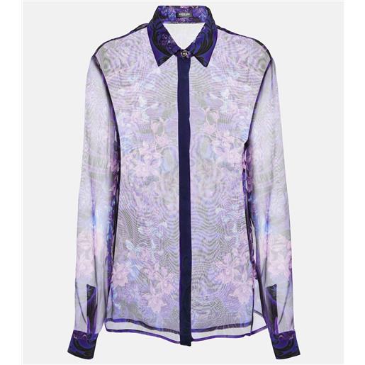 Versace camicia in chiffon di seta con stampa