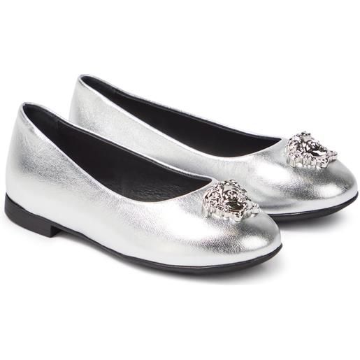Versace Kids ballerine la medusa in pelle metallizzata