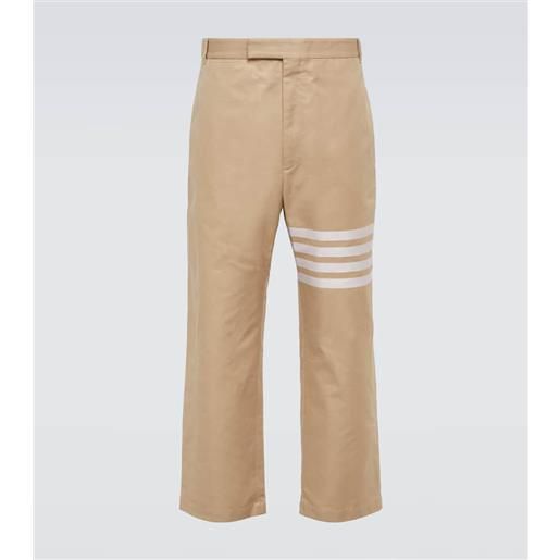 Thom Browne pantaloni regular in canvas di cotone 4-bar