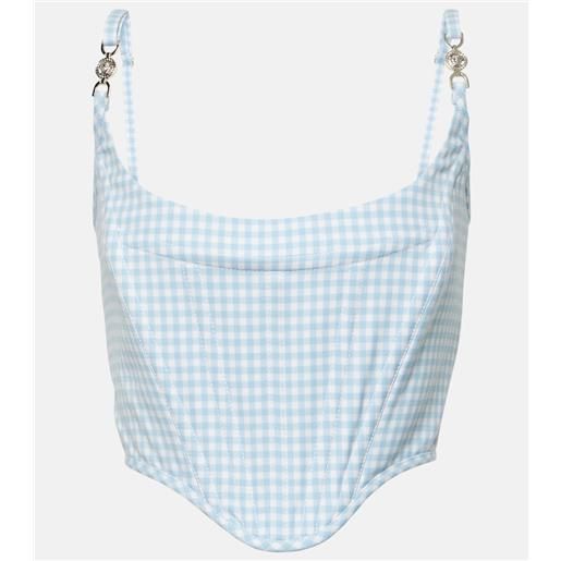 Versace bustier medusa '95 in lana vergine a quadri