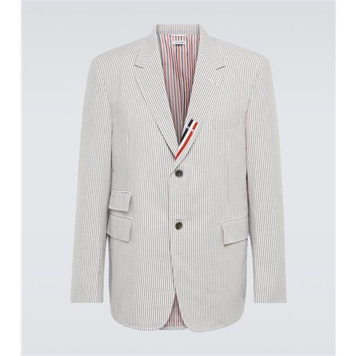 Thom Browne blazer in cotone gessato con tricolore