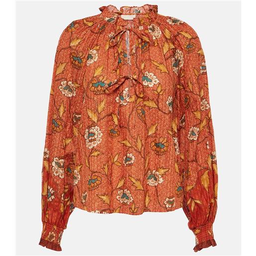 Ulla Johnson blusa kaitlyn in misto cotone con stampa