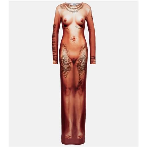 Jean Paul Gaultier tattoo collection - abito lungo con stampa