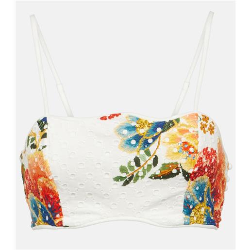 Farm Rio top cropped delicate garden in cotone