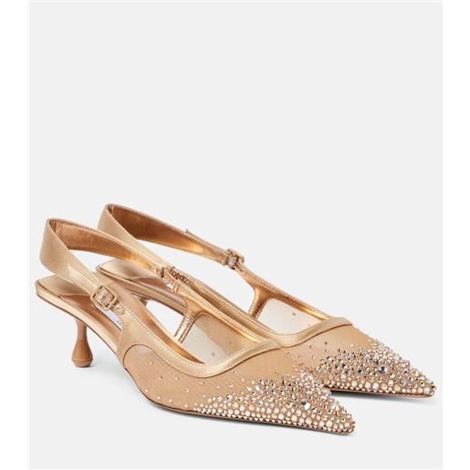 Jimmy Choo pumps slingback amel 50 in mesh con cristalli