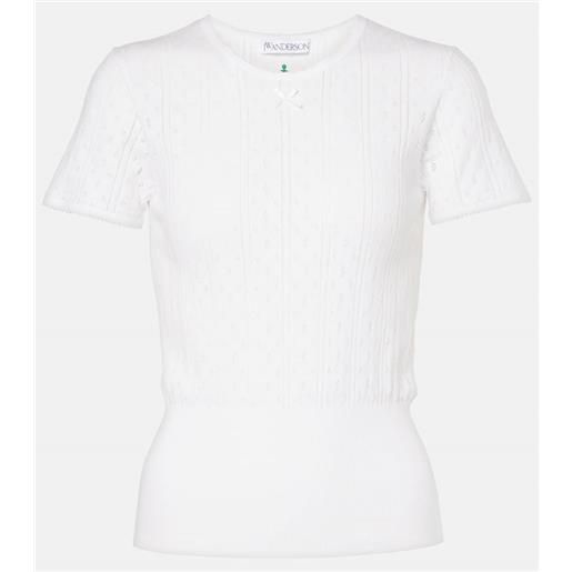 JW Anderson top in cotone pointelle e cashmere