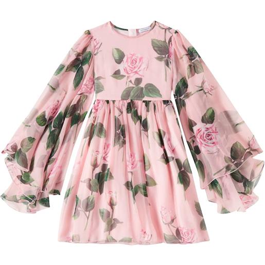 Dolce&Gabbana Kids abito in chiffon di seta con stampa floreale