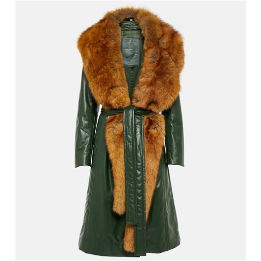 Burberry cappotto in pelle con shearling sintetico
