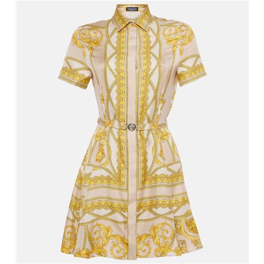 Versace abito chemisier barocco in twill di seta