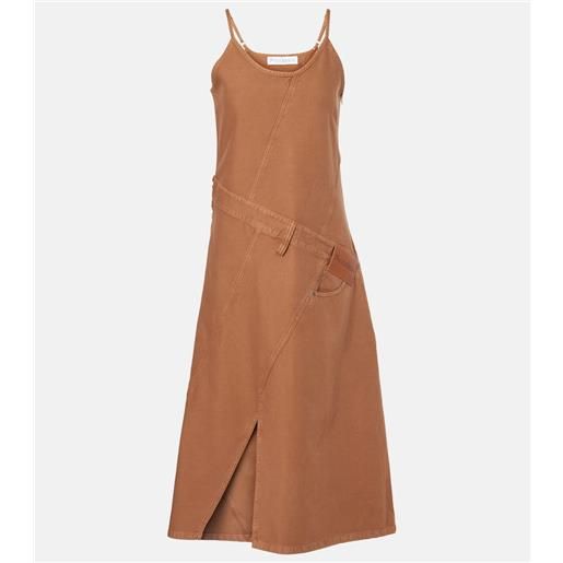 JW Anderson abito midi asimmetrico in cotone con logo