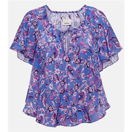 Isabel Marant top penelope in misto seta con stampa