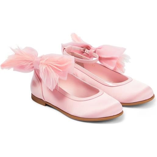 Christian Louboutin Kids ballerine anemonina in raso con piume
