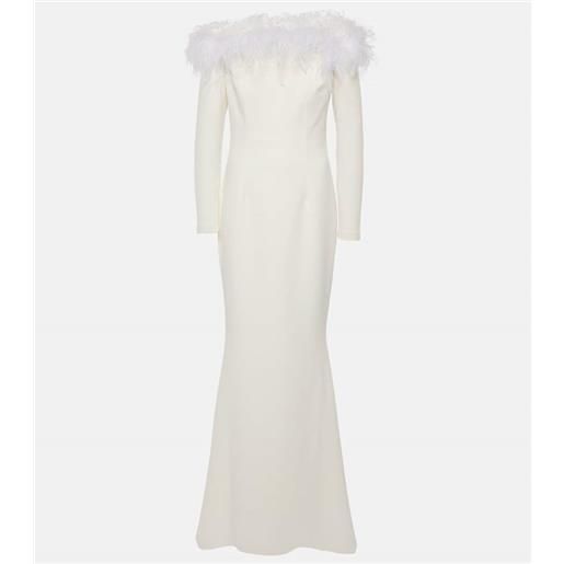 Safiyaa bridal - abito lungo starlana in crêpe con piume