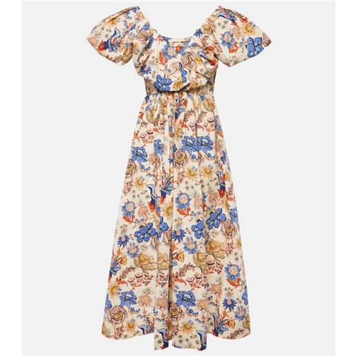 Ulla Johnson abito lungo francesca in popeline di cotone