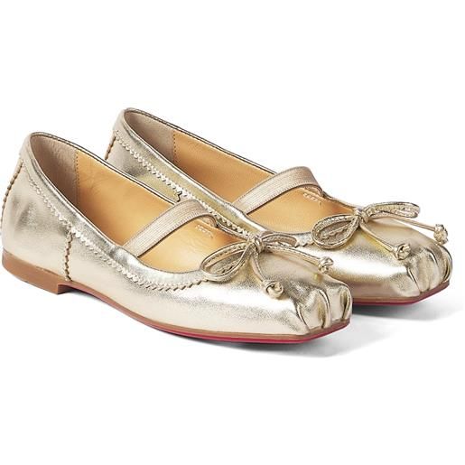 Christian Louboutin Kids ballerine baballet in pelle metallizzata