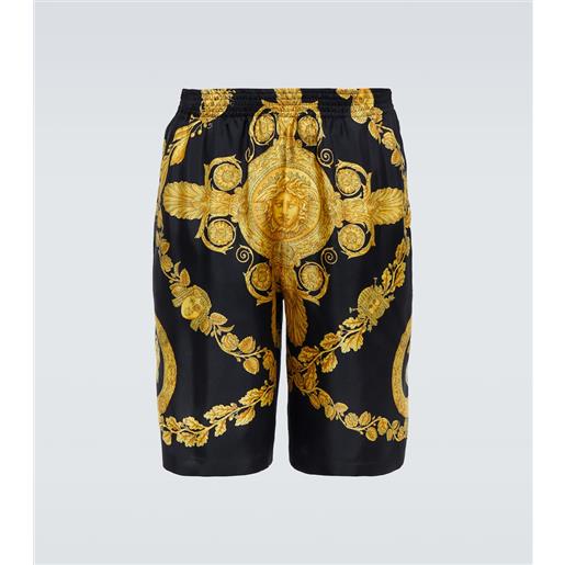 Versace shorts in twill di seta con stampa