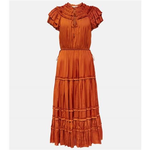 Ulla Johnson abito midi isadora in raso