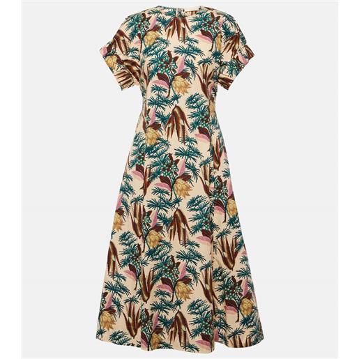 Ulla Johnson abito midi devon in popeline di cotone