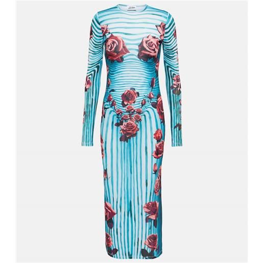 Jean Paul Gaultier abito midi in jersey con stampa floreale