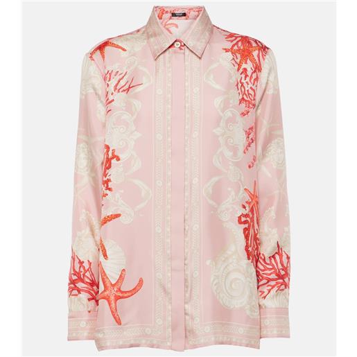 Versace camicia barocco sea in twill di seta