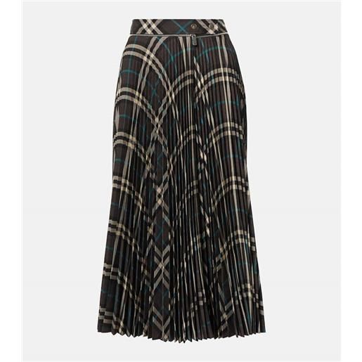Burberry gonna midi a quadri con pieghe