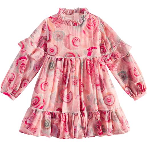 Chloe Kids chloã© kids abito in lana con balze e stampa