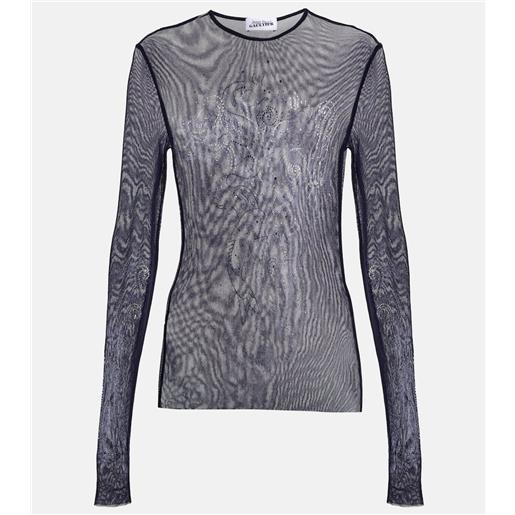 Jean Paul Gaultier top in mesh con cristalli