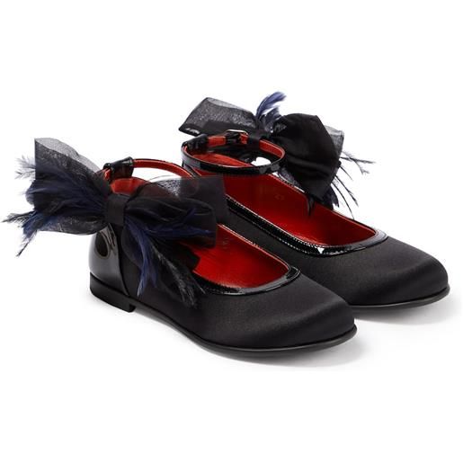 Christian Louboutin Kids ballerine anemonina in raso con piume