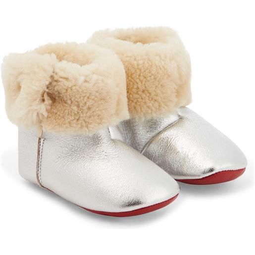 Christian Louboutin Kids baby - stivaletti in shearling e nappa