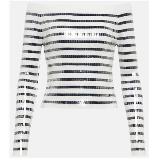 Jean Paul Gaultier top con scollo bardot e paillettes