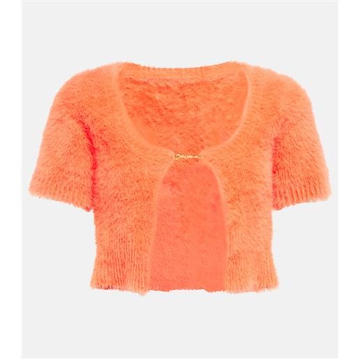 Jacquemus cardigan cropped la maille neve con logo