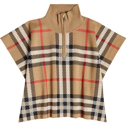 Burberry Kids poncho ginny in misto lana a quadri