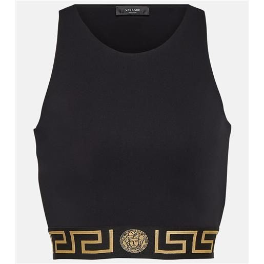 Versace top sportivo greca con cut-out
