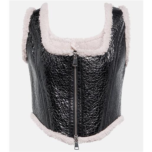 Jean Paul Gaultier bustier in pelle e shearling